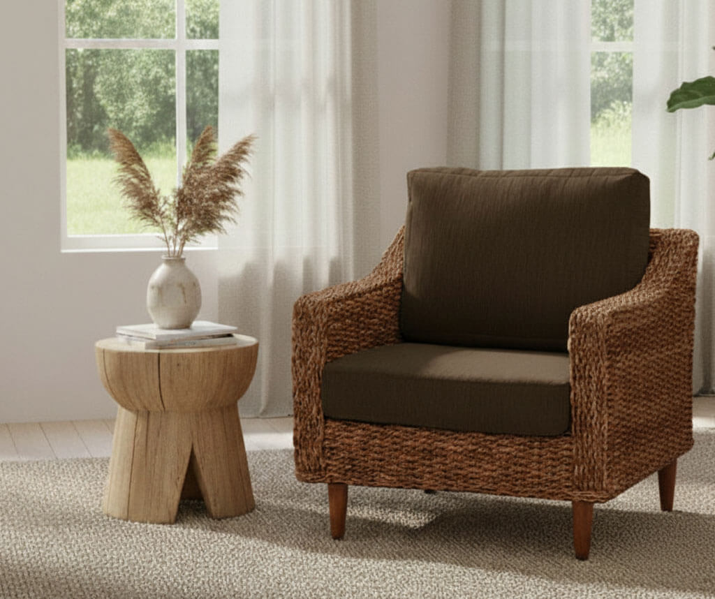 1人掛けソファ アバカ BR(ブラウン)