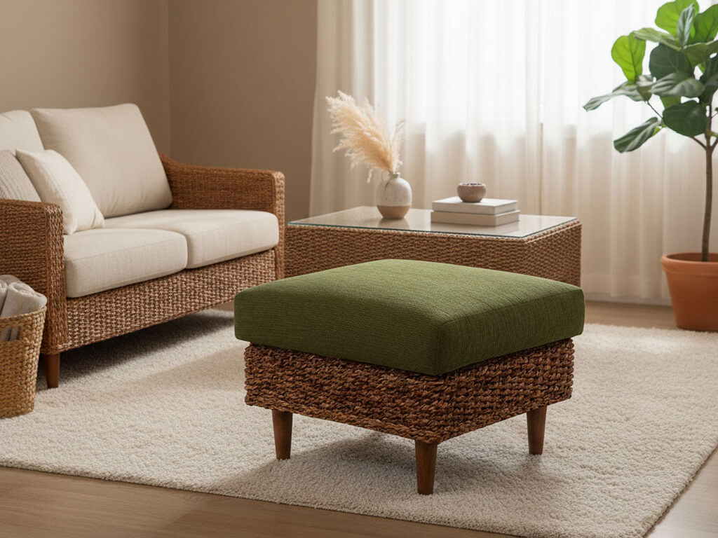 オットマン　グリーン（GR)リビング使用イメージ