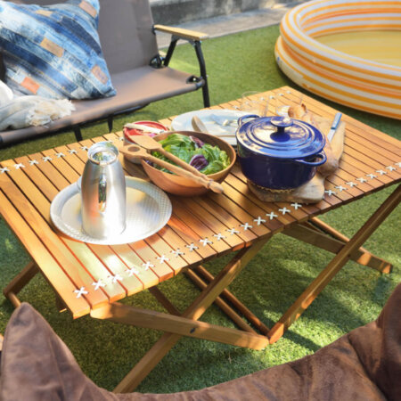 チーク製ガーデンローテーブル