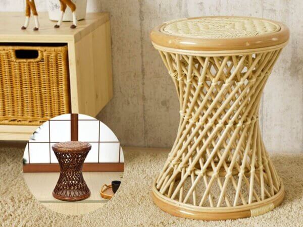 籐スツール【4脚セット割あり】【ナチュラルまたはブラウン】