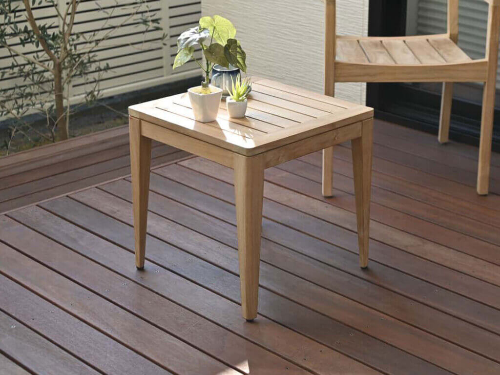 サイドテーブル（無塗装）45cm　屋外使用可能 Sunlight Teak