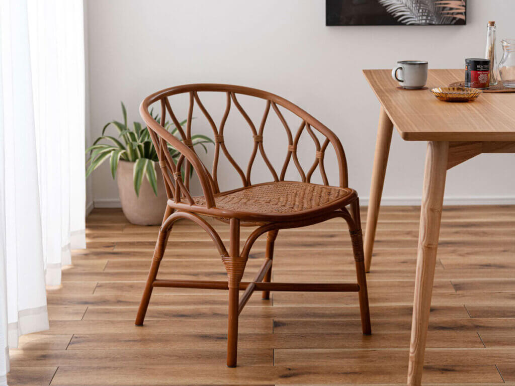 ラタン ダイニングチェア(ブラウン)