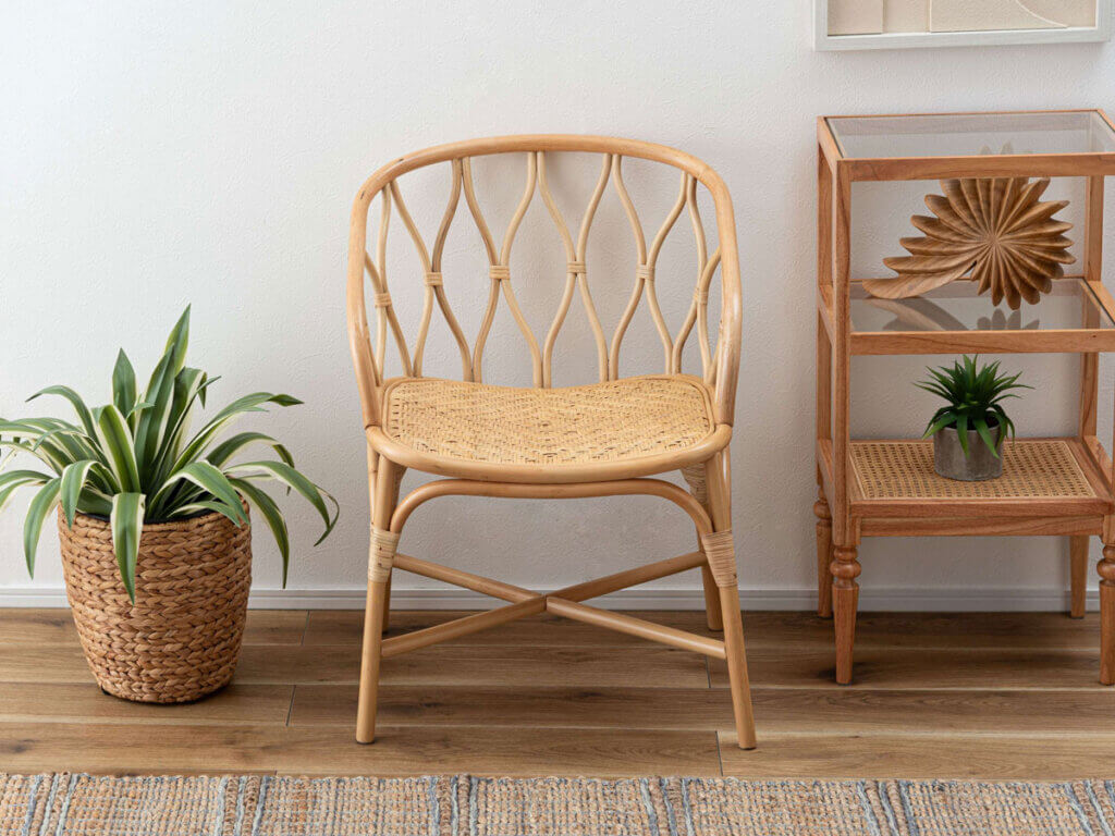 ラタン ダイニングチェア（ナチュラル）正面
